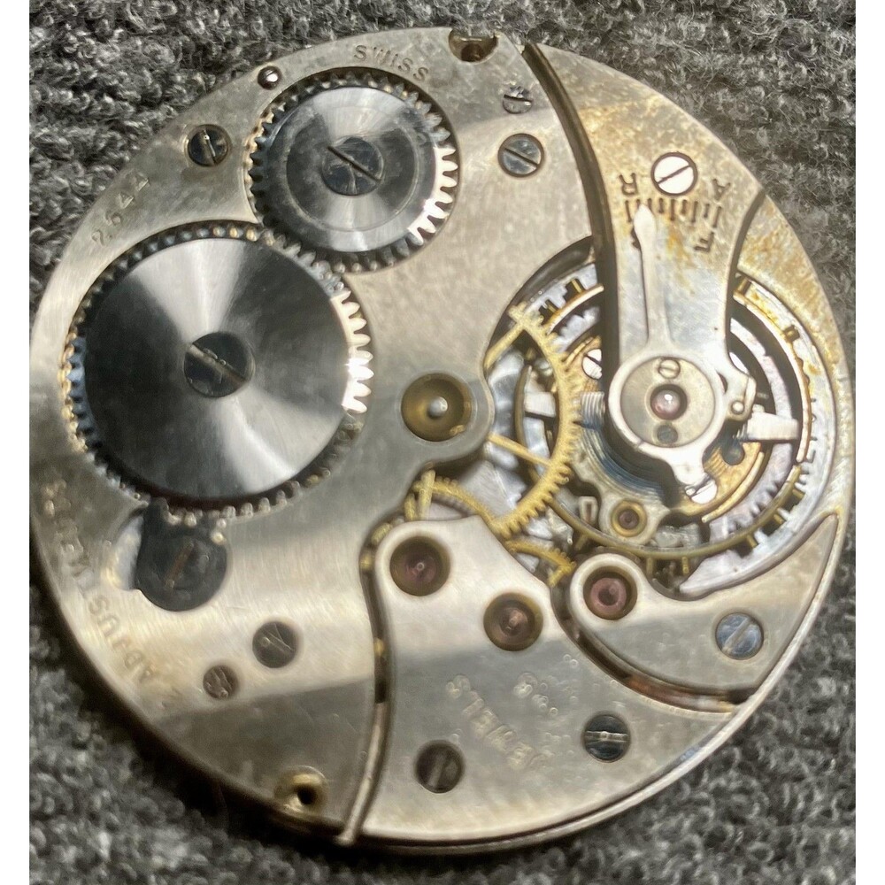 Vintage Swiss Mechanical Wind Up Desk Novelty Clock Movement Silver Brass Parts